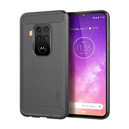 MOFI Carbon Fiber Texture Brushed TPU Phone Casing for Motorola One Zoom