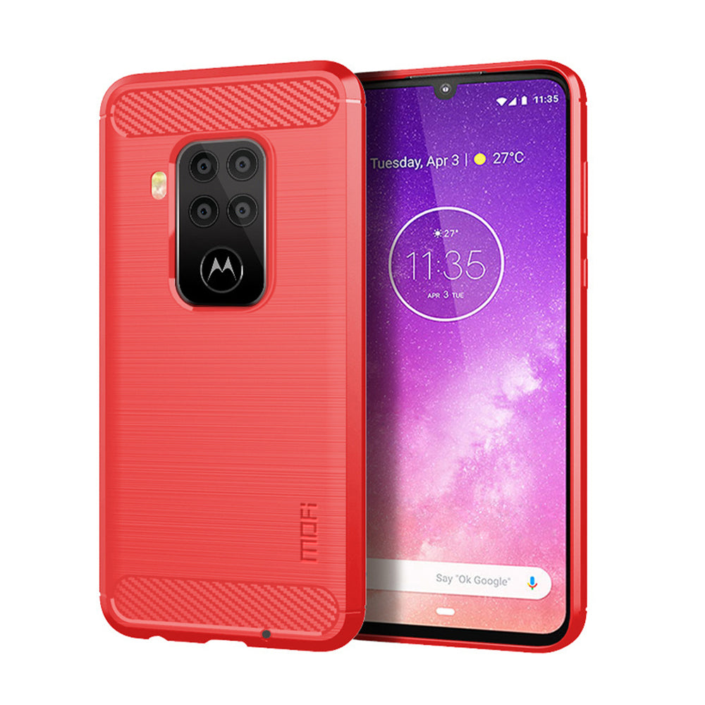 MOFI Carbon Fiber Texture Brushed TPU Phone Casing for Motorola One Zoom