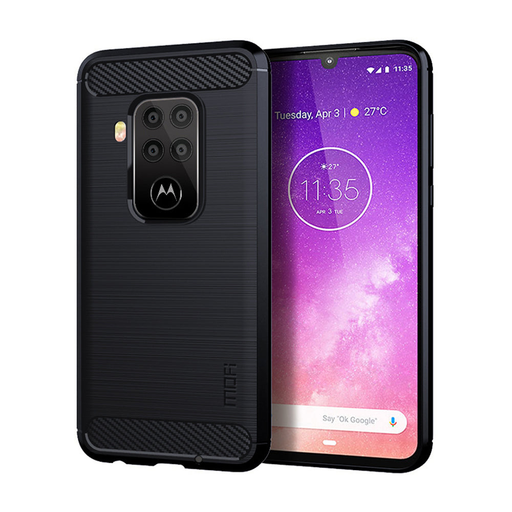 MOFI Carbon Fiber Texture Brushed TPU Phone Casing for Motorola One Zoom