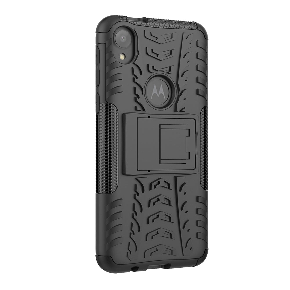 Stylish PC + TPU Cell Shell with Kickstand for Motorola Moto E6