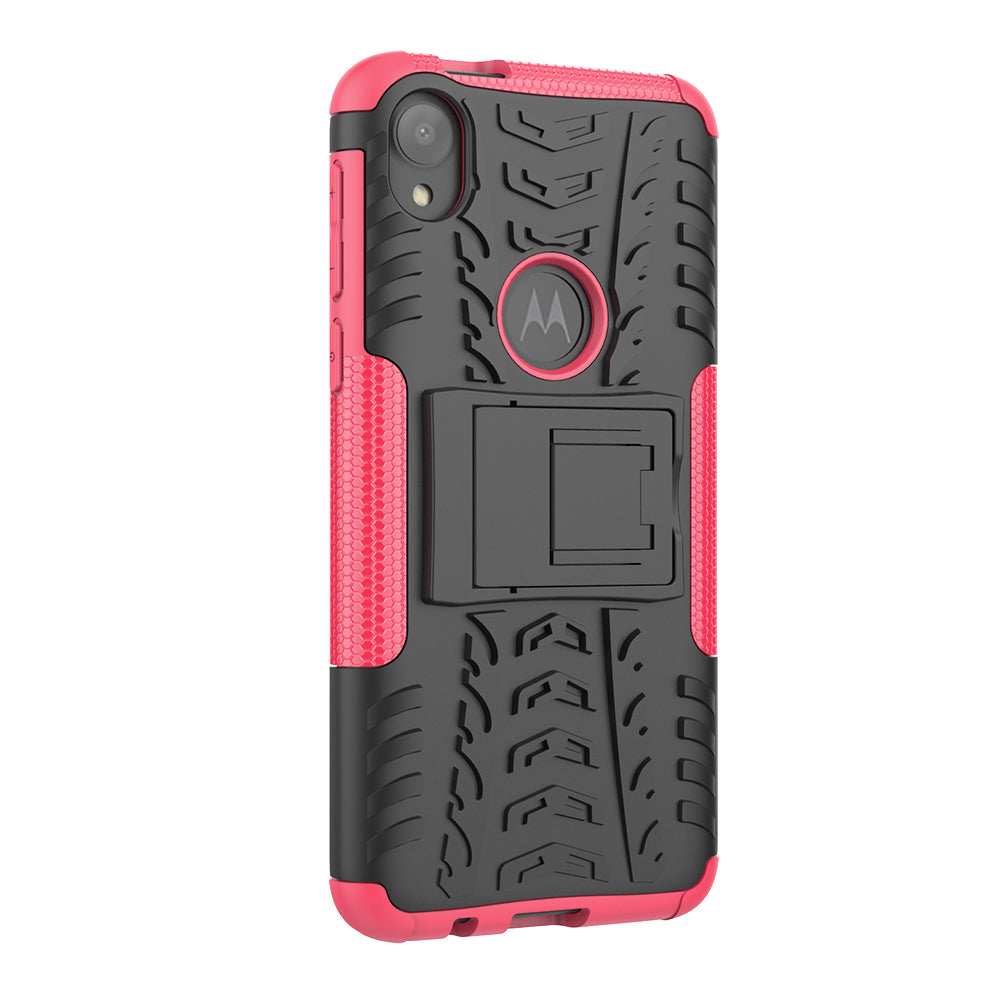 Stylish PC + TPU Cell Shell with Kickstand for Motorola Moto E6