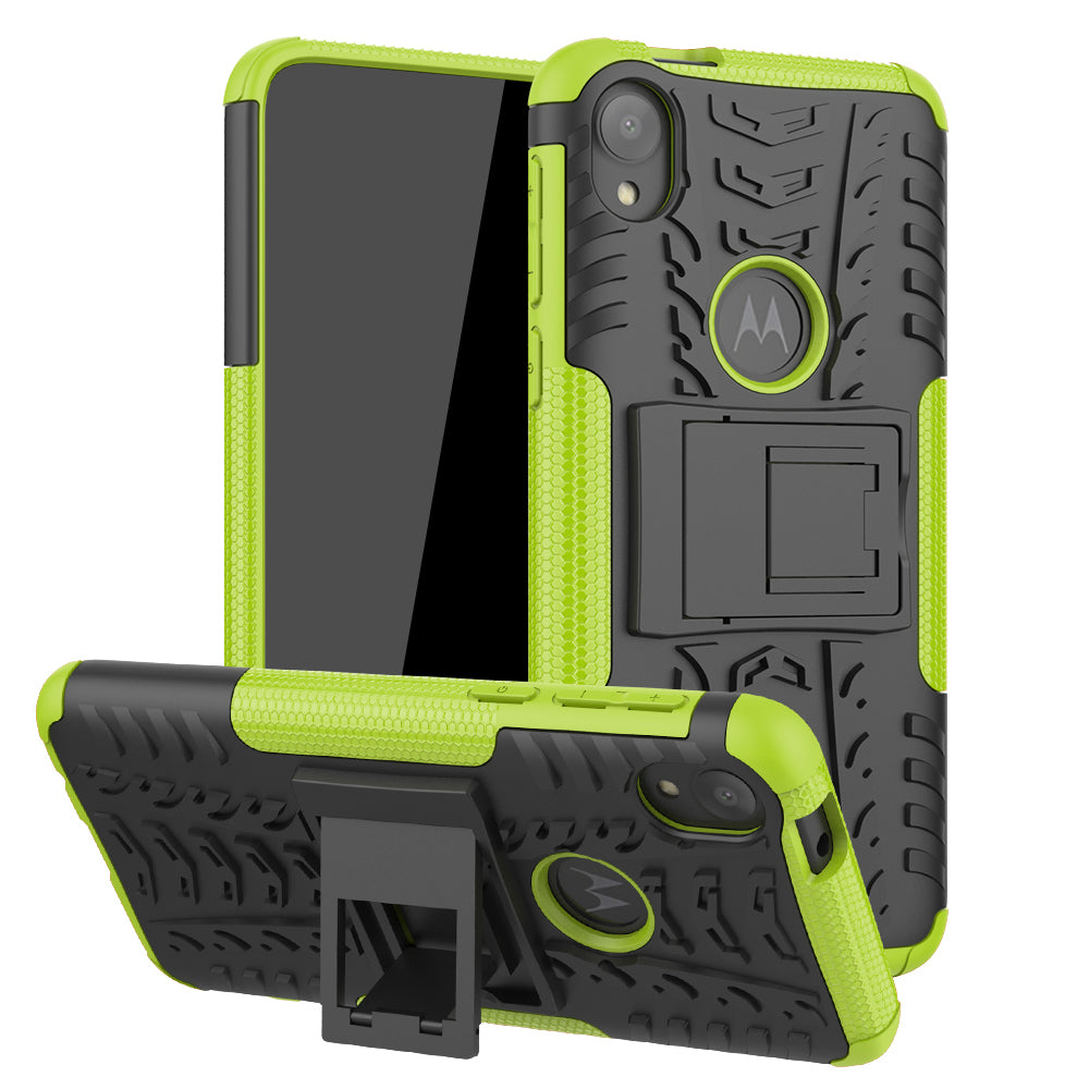 Stylish PC + TPU Cell Shell with Kickstand for Motorola Moto E6