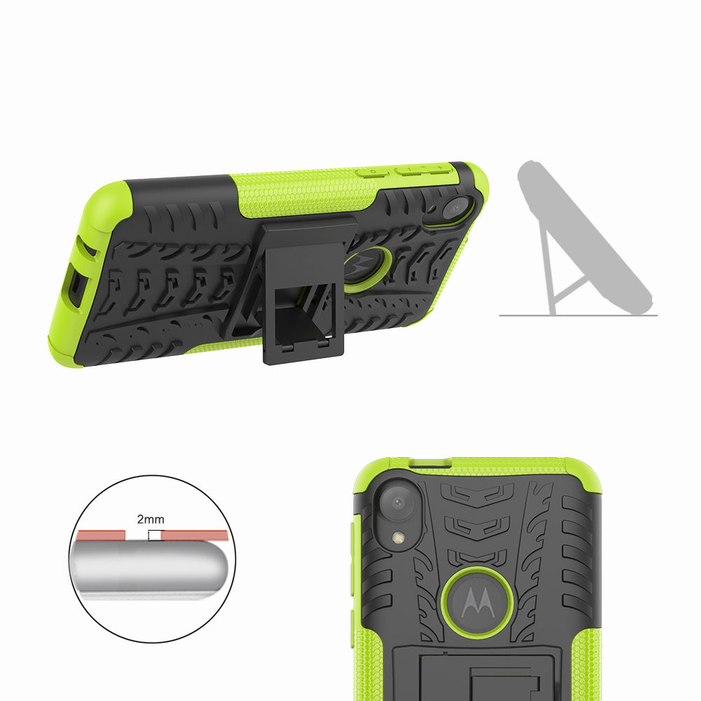 Stylish PC + TPU Cell Shell with Kickstand for Motorola Moto E6