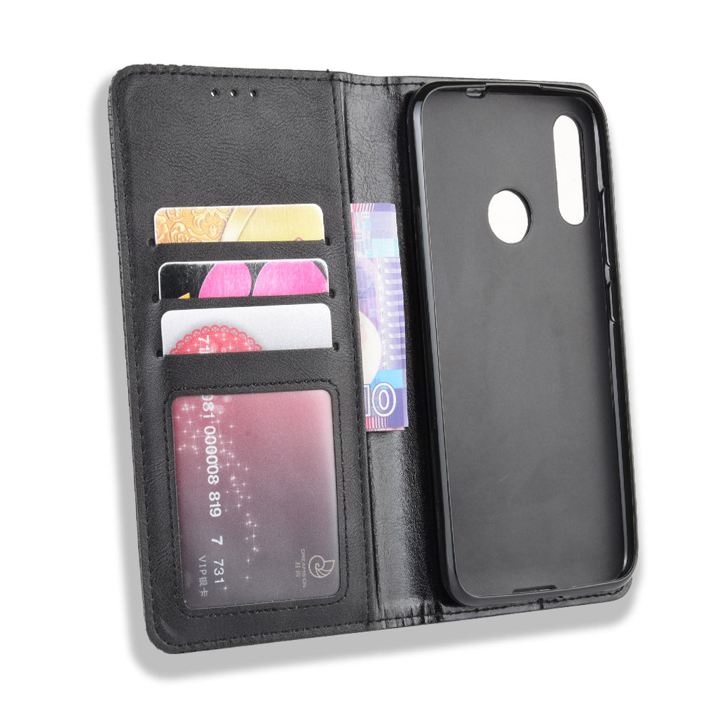 Retro Style Flip Leather Wallet Stand Protective Case for Motorola Moto E6 Plus/E6s (2019)/E6s