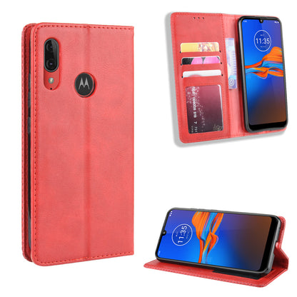 Retro Style Flip Leather Wallet Stand Protective Case for Motorola Moto E6 Plus/E6s (2019)/E6s