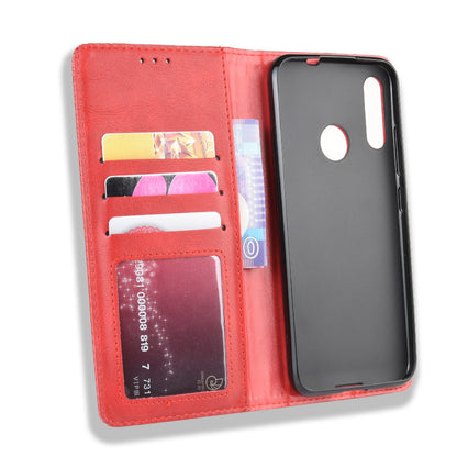 Retro Style Flip Leather Wallet Stand Protective Case for Motorola Moto E6 Plus/E6s (2019)/E6s