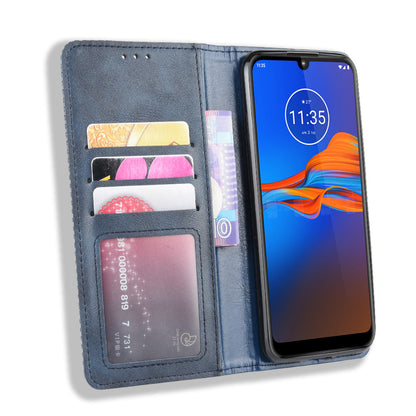 Retro Style Flip Leather Wallet Stand Protective Case for Motorola Moto E6 Plus/E6s (2019)/E6s