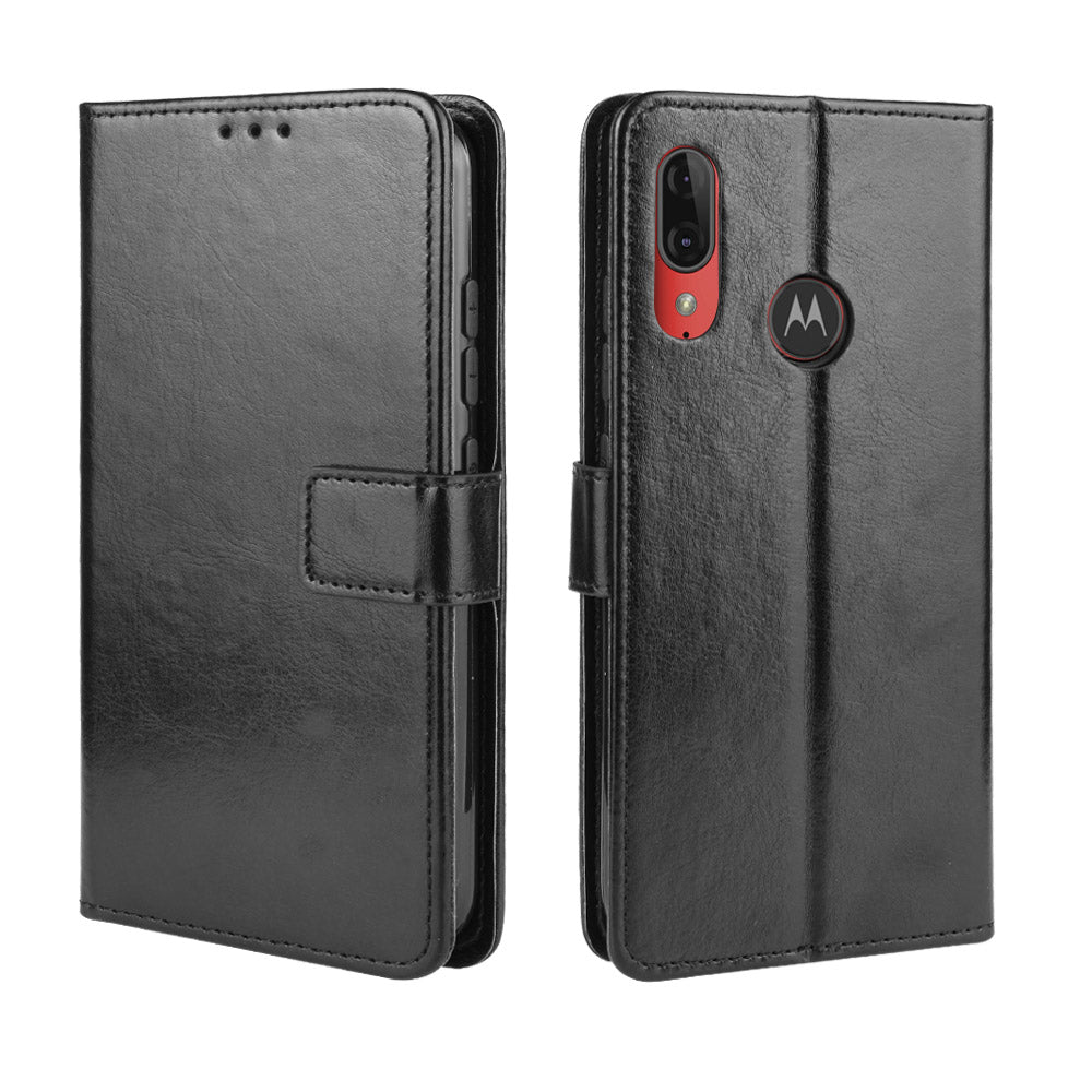 Crazy Horse Skin Leather Wallet Phone Case for Motorola Moto E6 Plus / E6s