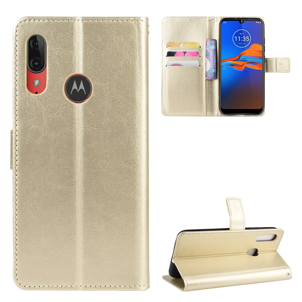 Crazy Horse Skin Leather Wallet Phone Case for Motorola Moto E6 Plus / E6s