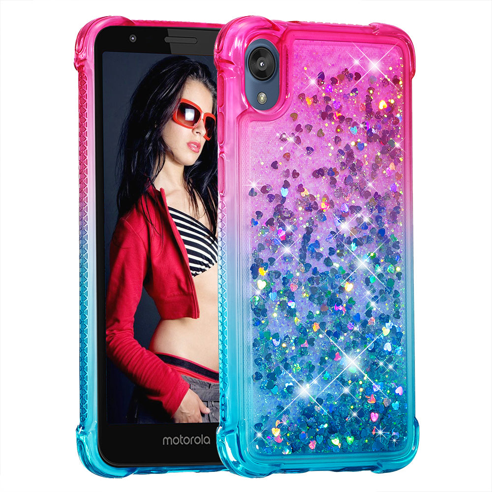 Gradient Glitter Quicksand TPU Phone Casing for Motorola Moto E6