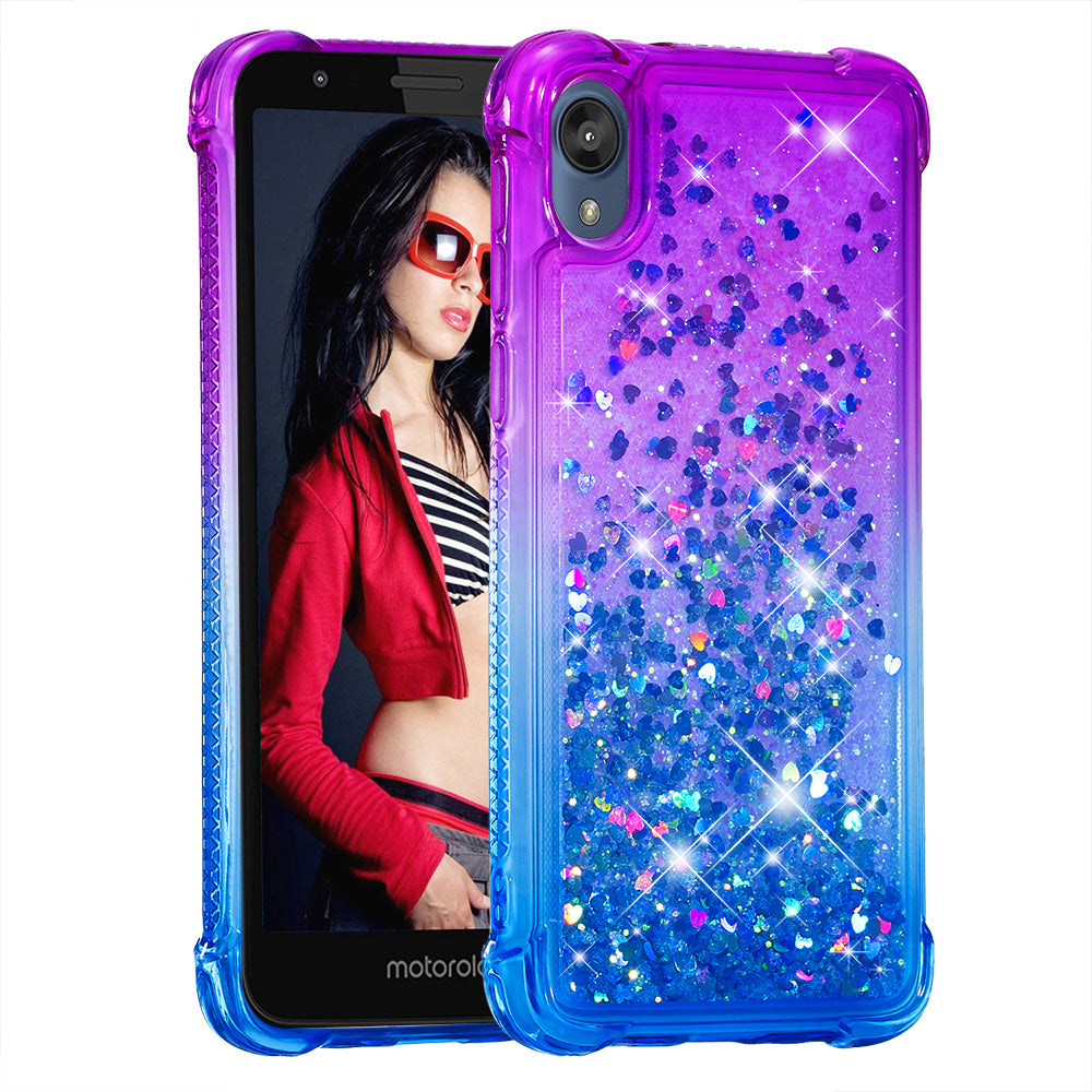 Gradient Glitter Quicksand TPU Phone Casing for Motorola Moto E6