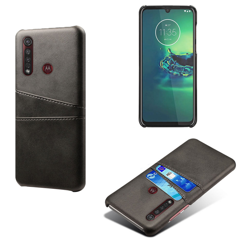 KSQ Double Card Slots PU Leather Coated Hard PC Case for Motorola Moto G8 Plus