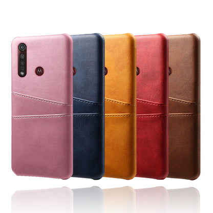 KSQ Double Card Slots PU Leather Coated Hard PC Case for Motorola Moto G8 Plus