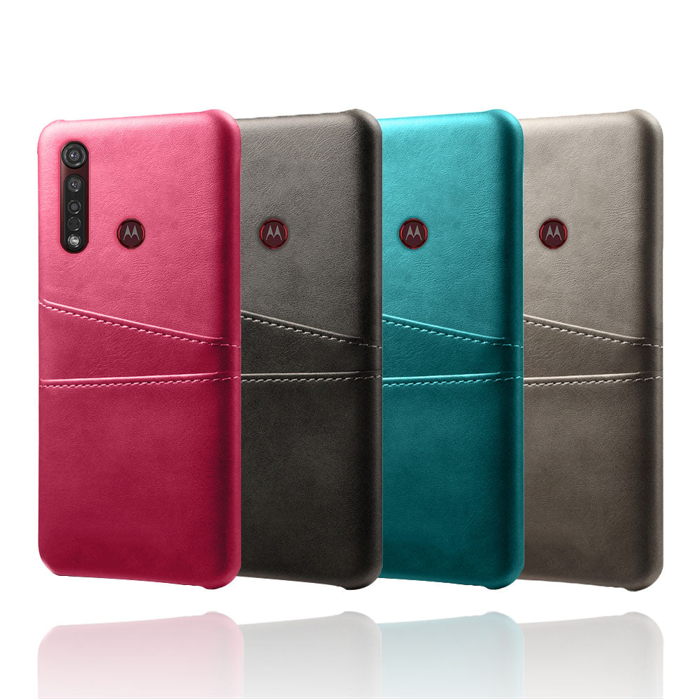 KSQ Double Card Slots PU Leather Coated Hard PC Case for Motorola Moto G8 Plus