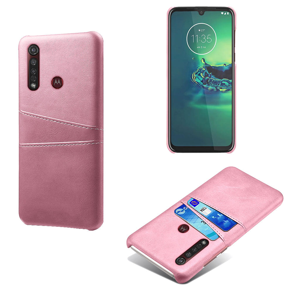 KSQ Double Card Slots PU Leather Coated Hard PC Case for Motorola Moto G8 Plus