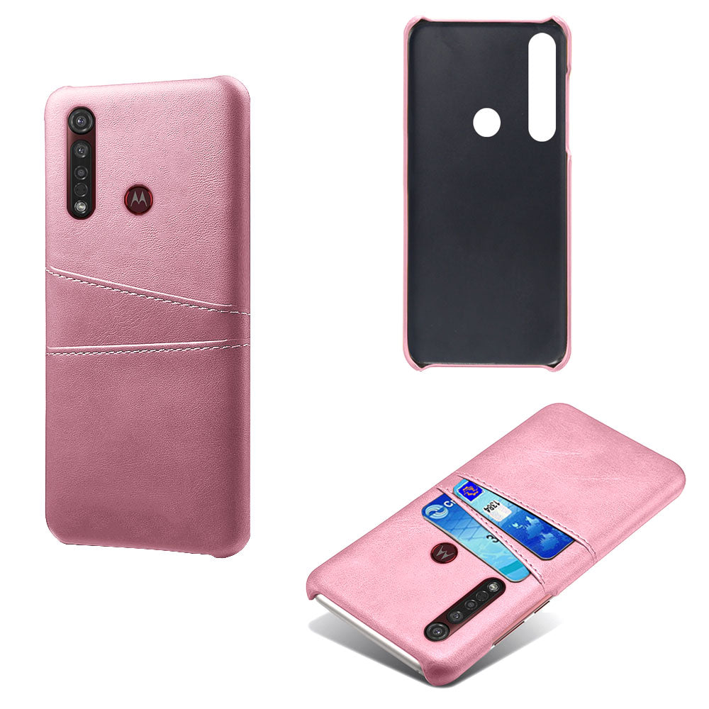 KSQ Double Card Slots PU Leather Coated Hard PC Case for Motorola Moto G8 Plus