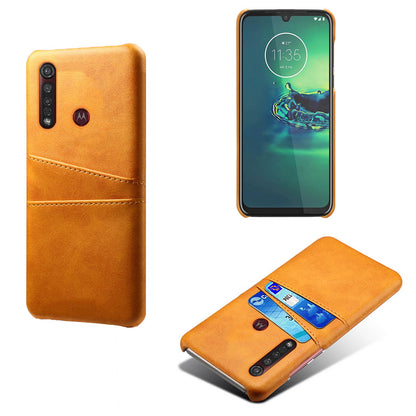 KSQ Double Card Slots PU Leather Coated Hard PC Case for Motorola Moto G8 Plus