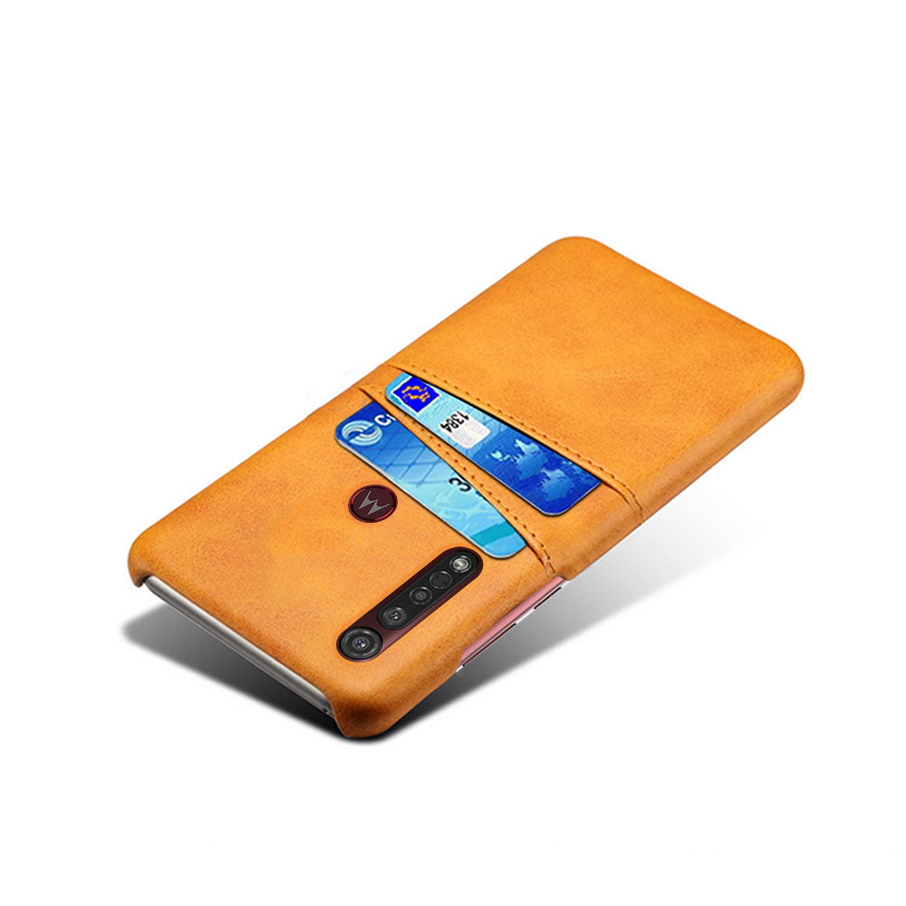 KSQ Double Card Slots PU Leather Coated Hard PC Case for Motorola Moto G8 Plus