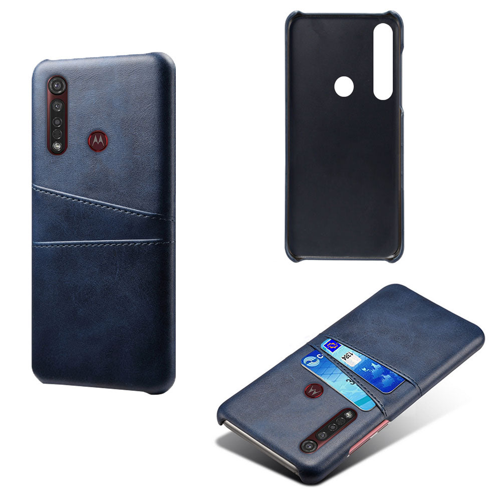 KSQ Double Card Slots PU Leather Coated Hard PC Case for Motorola Moto G8 Plus