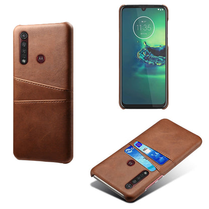 KSQ Double Card Slots PU Leather Coated Hard PC Case for Motorola Moto G8 Plus