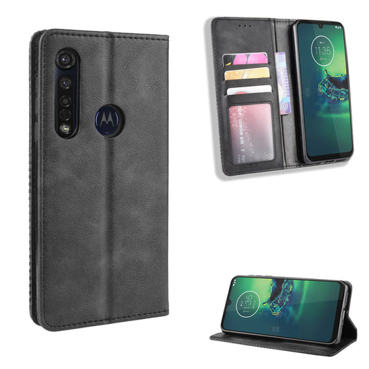 Vintage Style Stand Leather Wallet Stand Case for Motorola Moto G8 Plus