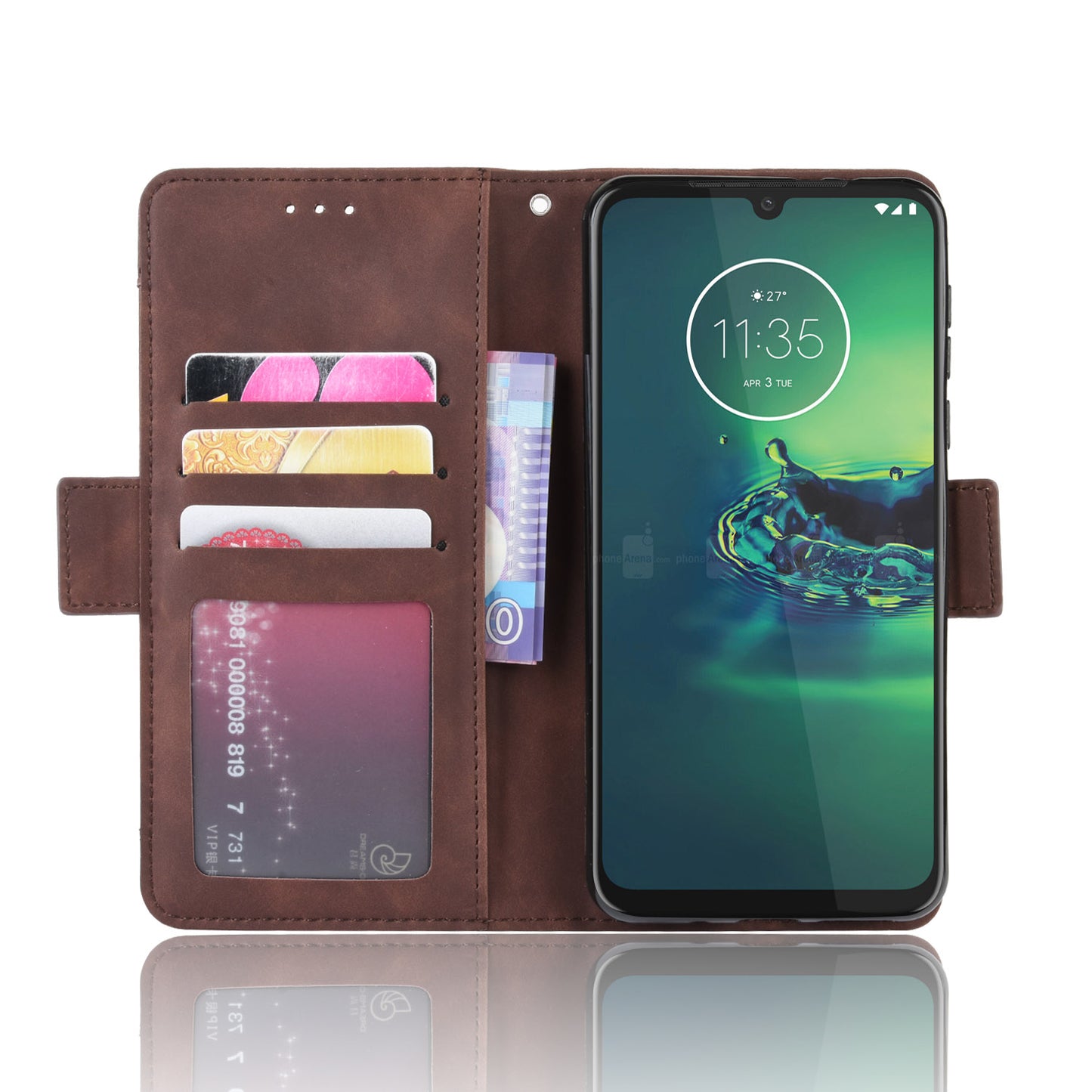 Wallet Stand Leather Protective Phone Case with Multiple Card Slots for Motorola Moto G8 Plus