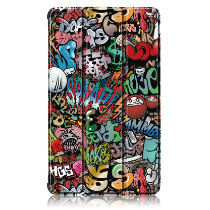 Patterned Tri-fold Stand Leather Smart Protective Tablet Case for  Lenovo Tab M7 (2nd Gen) TB-7305F / (3rd Gen)