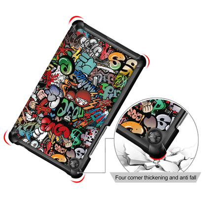 Patterned Tri-fold Stand Leather Smart Protective Tablet Case for  Lenovo Tab M7 (2nd Gen) TB-7305F / (3rd Gen)