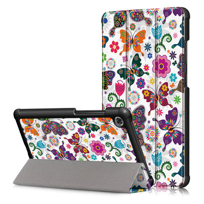 Patterned Tri-fold Stand Leather Smart Protective Tablet Case for  Lenovo Tab M7 (2nd Gen) TB-7305F / (3rd Gen)