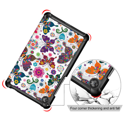 Patterned Tri-fold Stand Leather Smart Protective Tablet Case for  Lenovo Tab M7 (2nd Gen) TB-7305F / (3rd Gen)