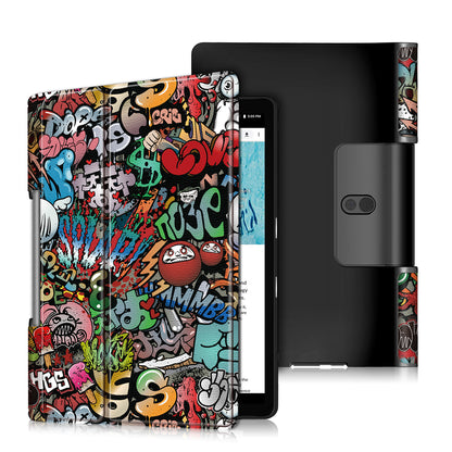 Pattern Printing PU Leather Tri-fold Stand Tablet Shell for Lenovo Yoga Smart Tab YT-X705