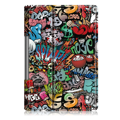 Pattern Printing PU Leather Tri-fold Stand Tablet Shell for Lenovo Yoga Smart Tab YT-X705