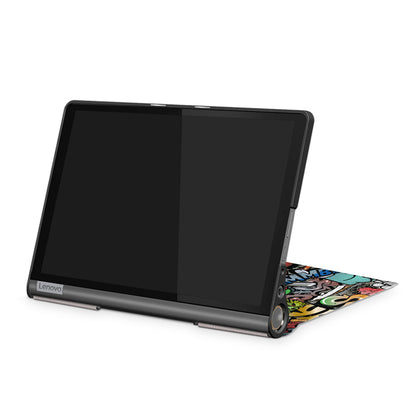 Pattern Printing PU Leather Tri-fold Stand Tablet Shell for Lenovo Yoga Smart Tab YT-X705