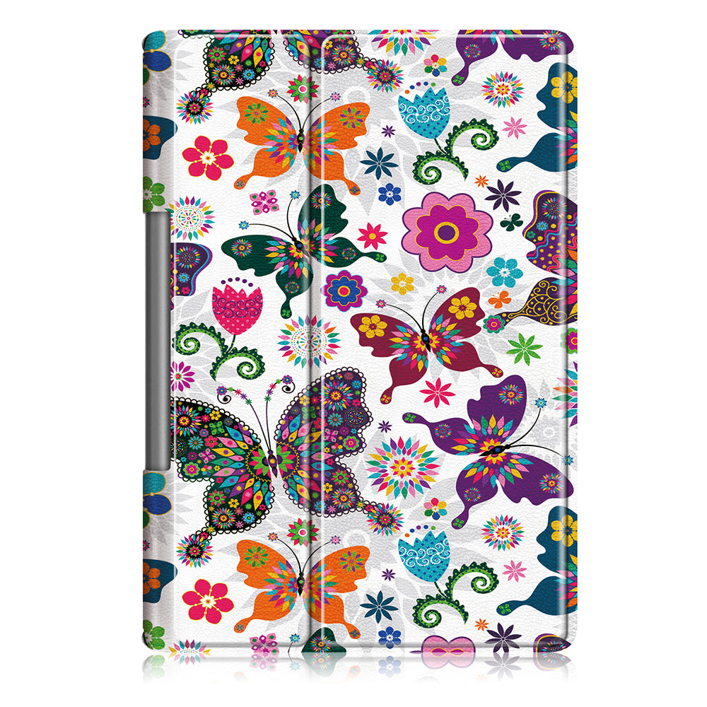 Pattern Printing PU Leather Tri-fold Stand Tablet Shell for Lenovo Yoga Smart Tab YT-X705