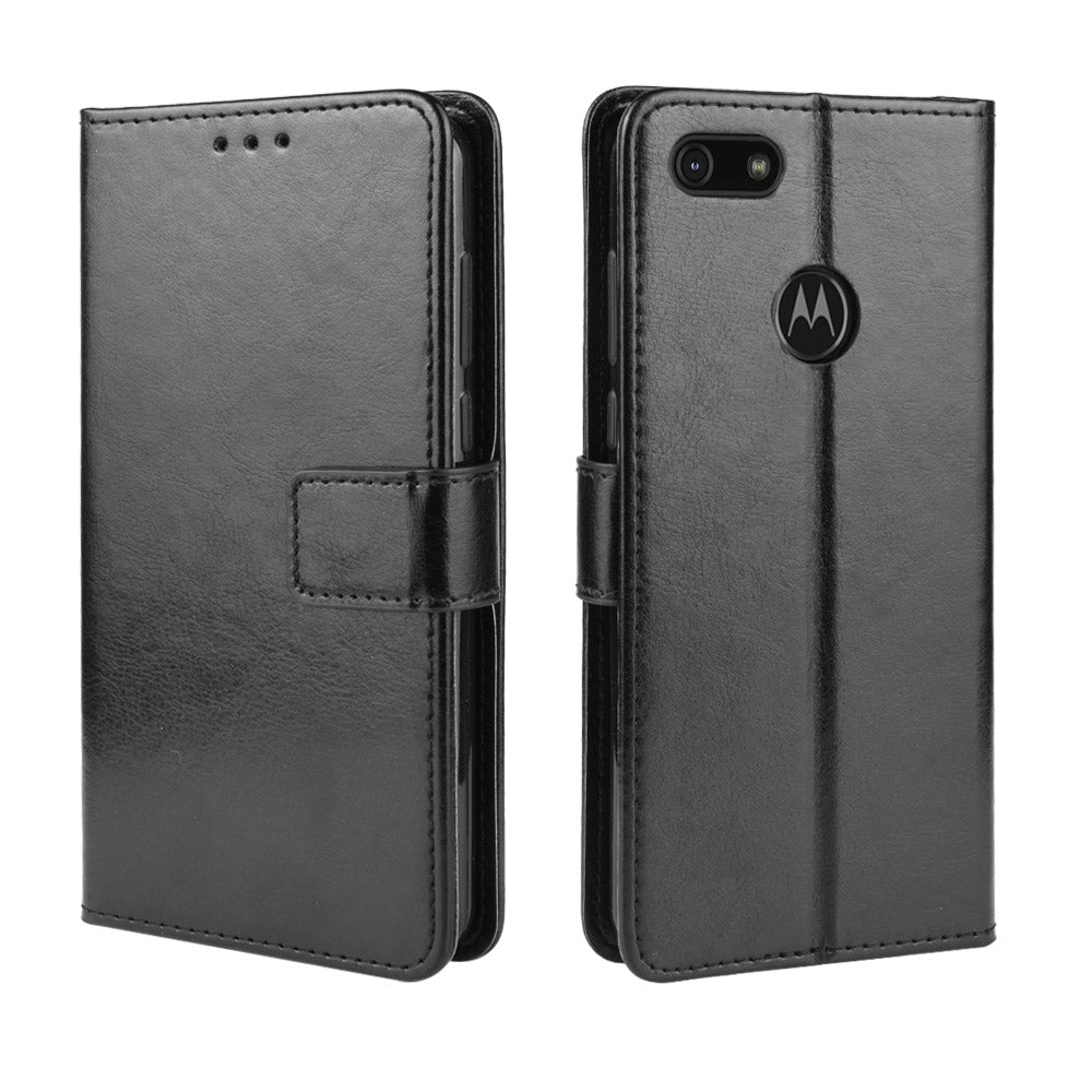 Crazy Horse Surface Leather Wallet Shell Case for Motorola Moto E6 Play