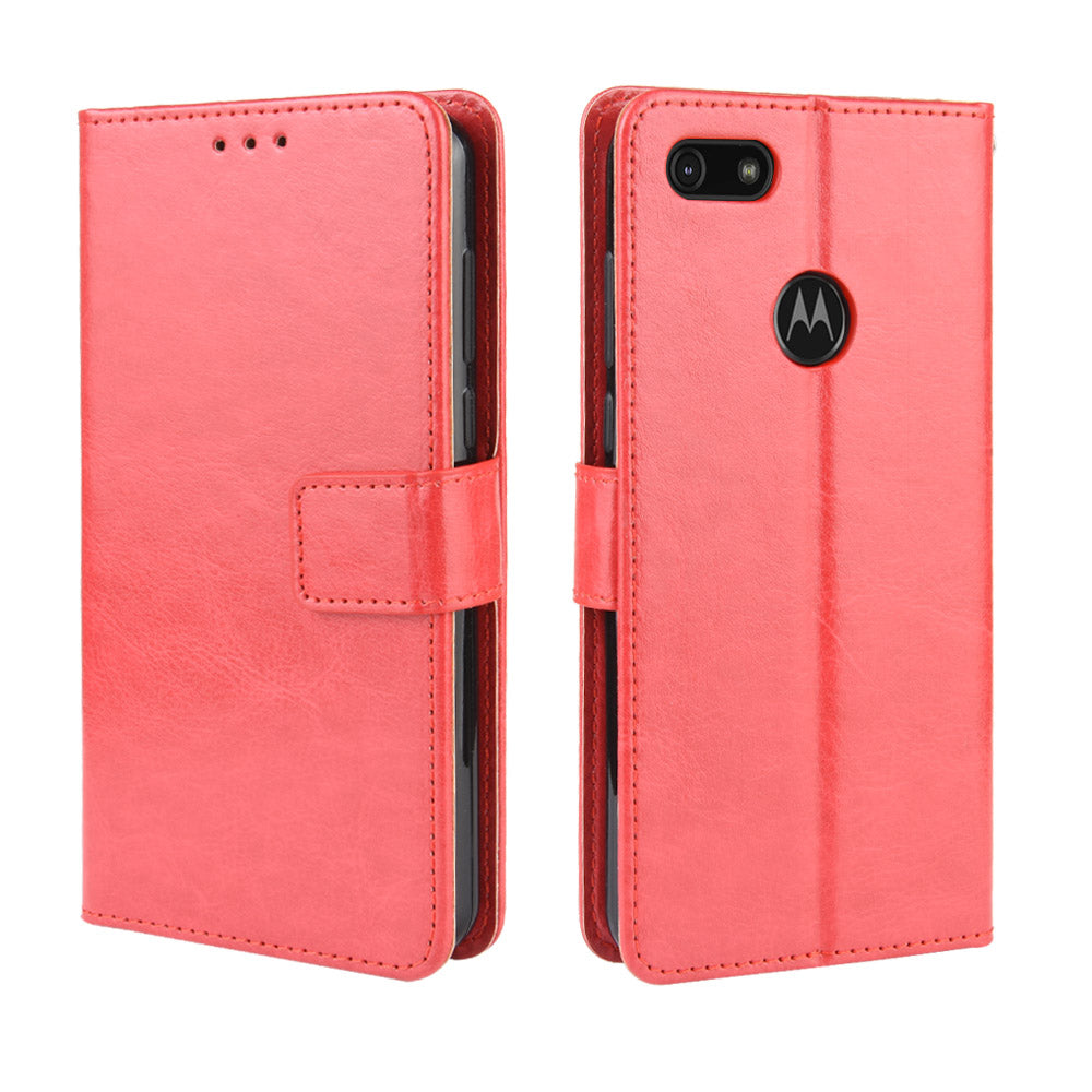 Crazy Horse Surface Leather Wallet Shell Case for Motorola Moto E6 Play