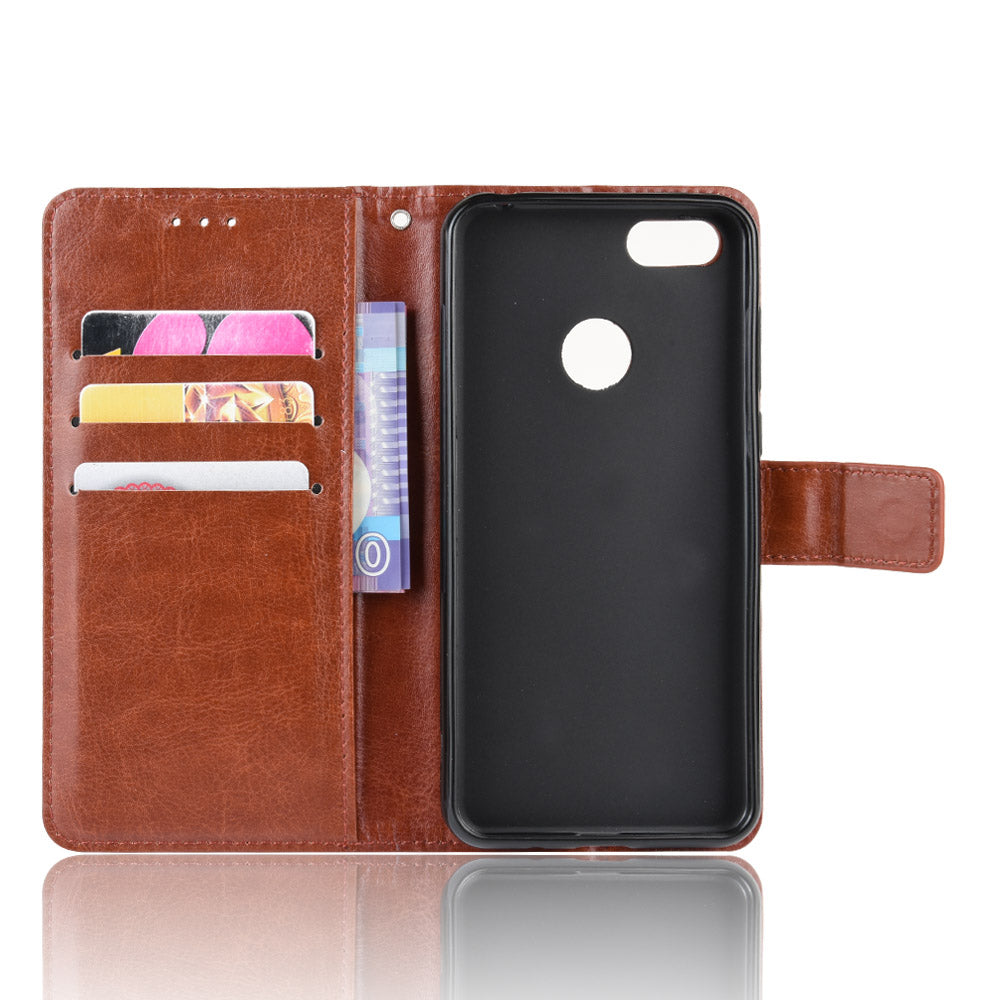 Crazy Horse Surface Leather Wallet Shell Case for Motorola Moto E6 Play