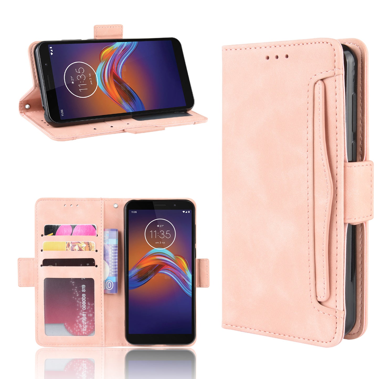 PU Leather Manuy Card Slots Casing for Motorola Moto E6 Play