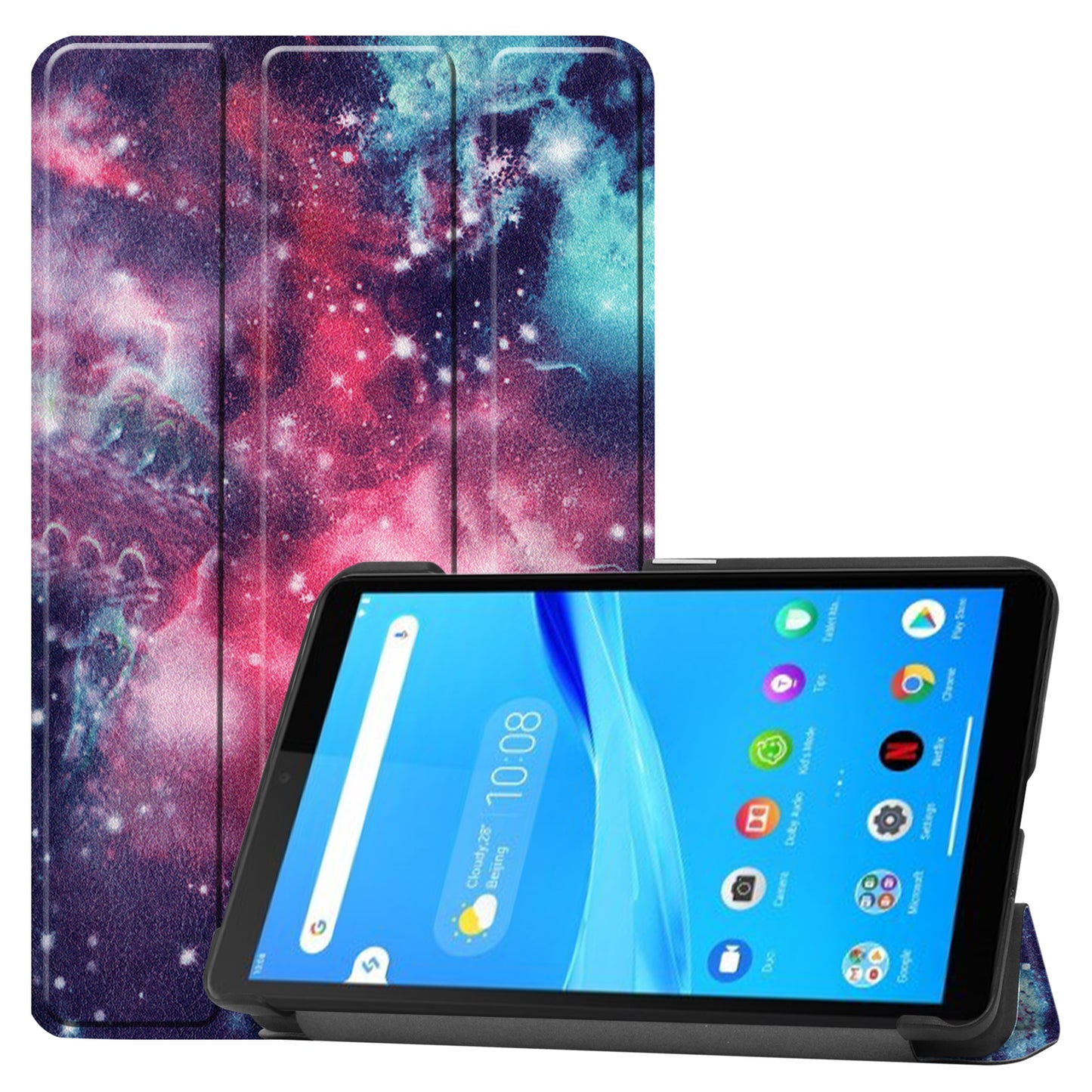 For Lenovo Tab M7 (2nd Gen) TB-7305F / (3rd Gen) Shockproof Case Pattern Printing PU Leather Tablet Cover with Tri-fold Stand