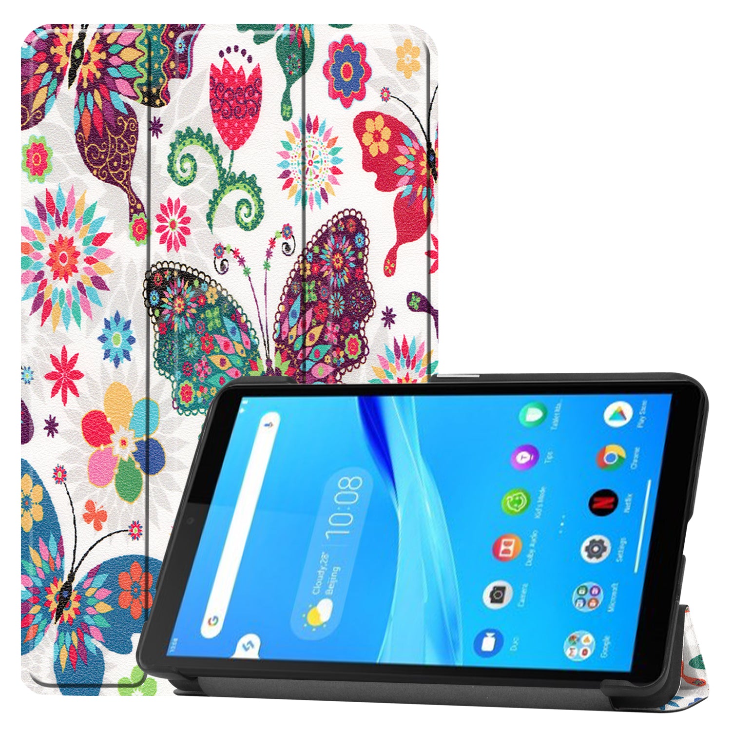 For Lenovo Tab M7 (2nd Gen) TB-7305F / (3rd Gen) Shockproof Case Pattern Printing PU Leather Tablet Cover with Tri-fold Stand