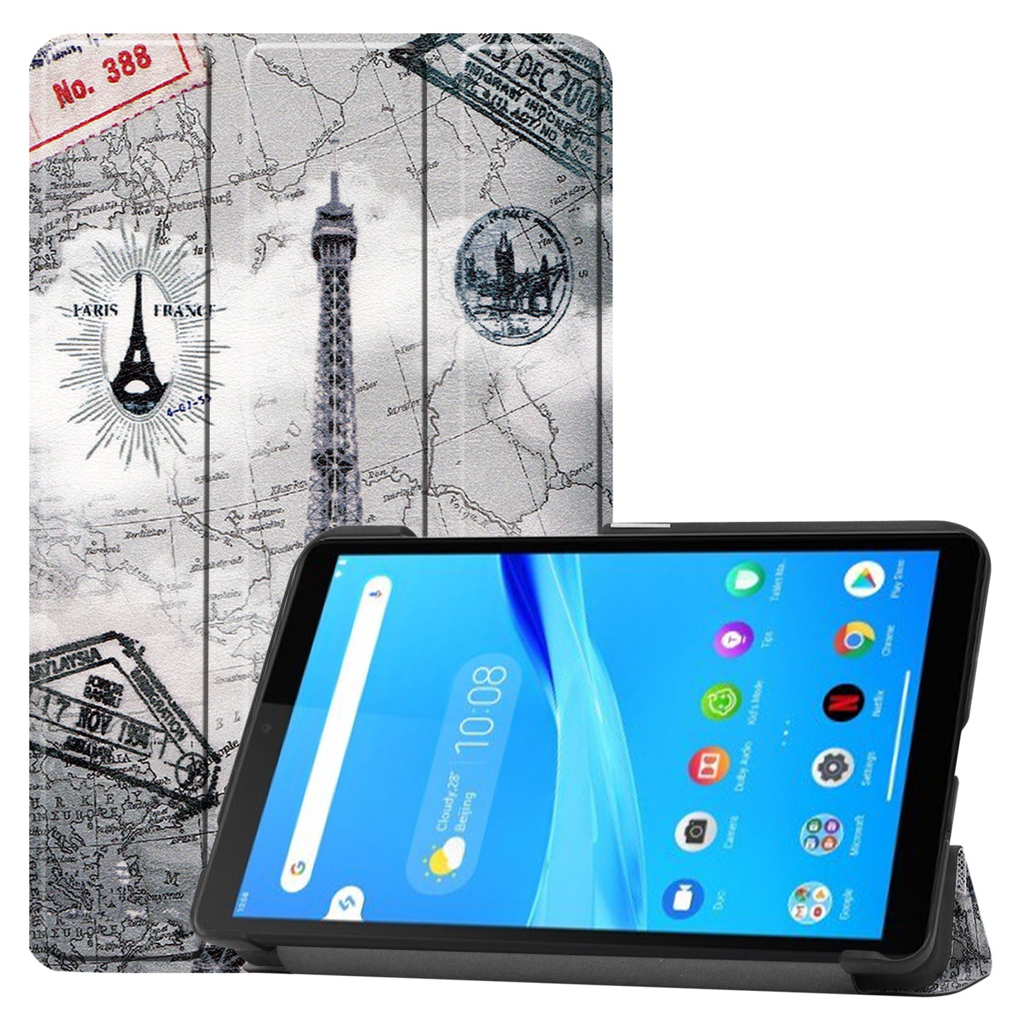 For Lenovo Tab M7 (2nd Gen) TB-7305F / (3rd Gen) Shockproof Case Pattern Printing PU Leather Tablet Cover with Tri-fold Stand