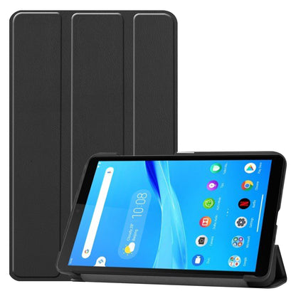 For Lenovo Tab M7 (2nd Gen) TB-7305F / (3rd Gen) Stable Tri-fold Stand Stand Tablet Cover Textured Surface PU Leather Tablet Case with Dual Viewing Angles 