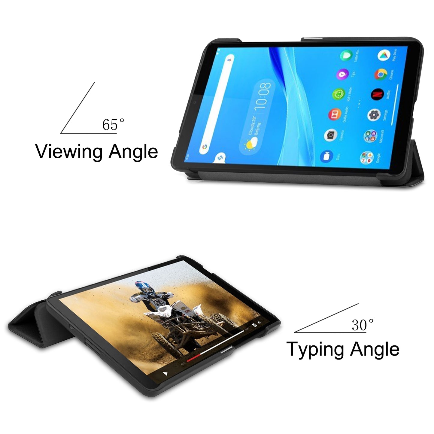 For Lenovo Tab M7 (2nd Gen) TB-7305F / (3rd Gen) Stable Tri-fold Stand Stand Tablet Cover Textured Surface PU Leather Tablet Case with Dual Viewing Angles