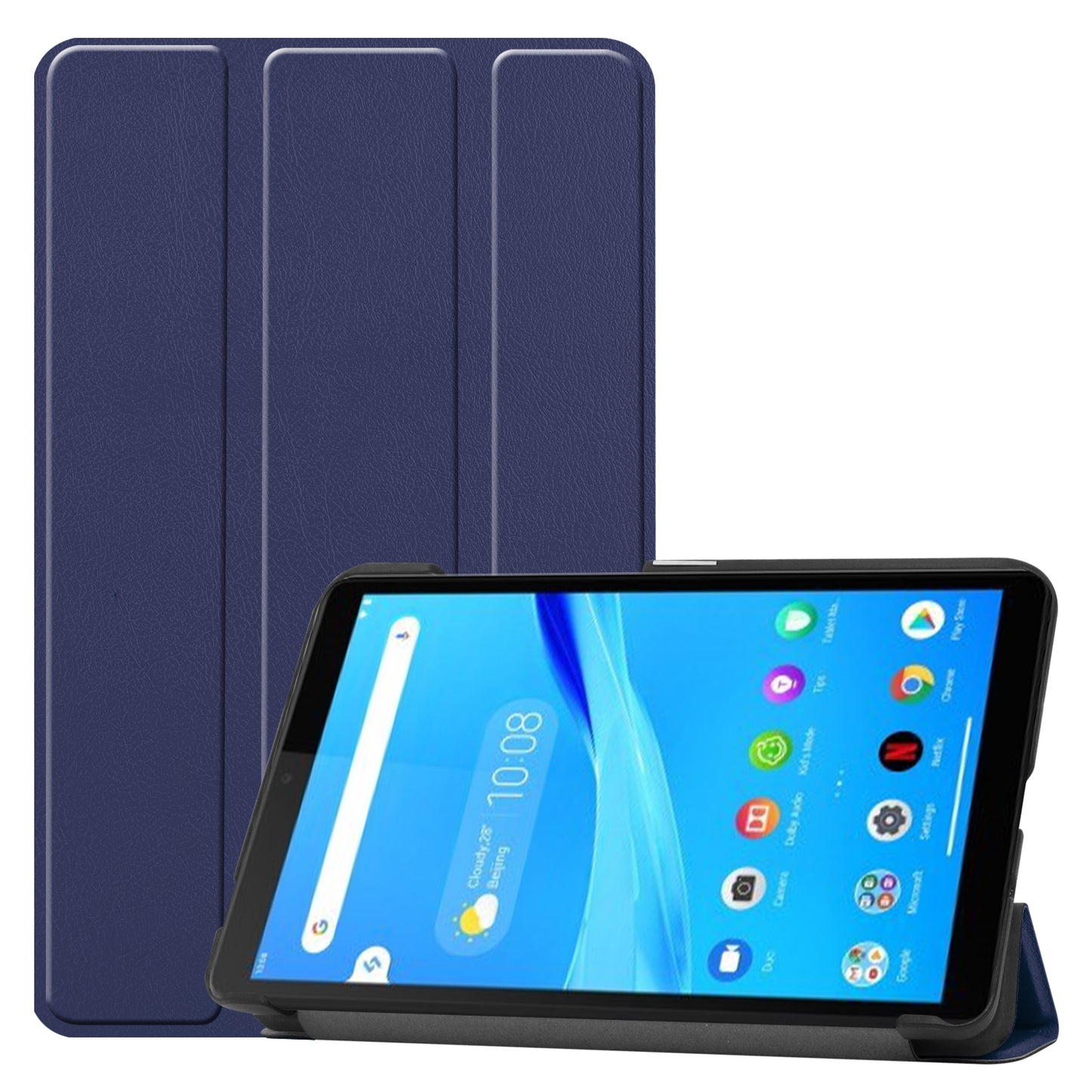 For Lenovo Tab M7 (2nd Gen) TB-7305F / (3rd Gen) Stable Tri-fold Stand Stand Tablet Cover Textured Surface PU Leather Tablet Case with Dual Viewing Angles 