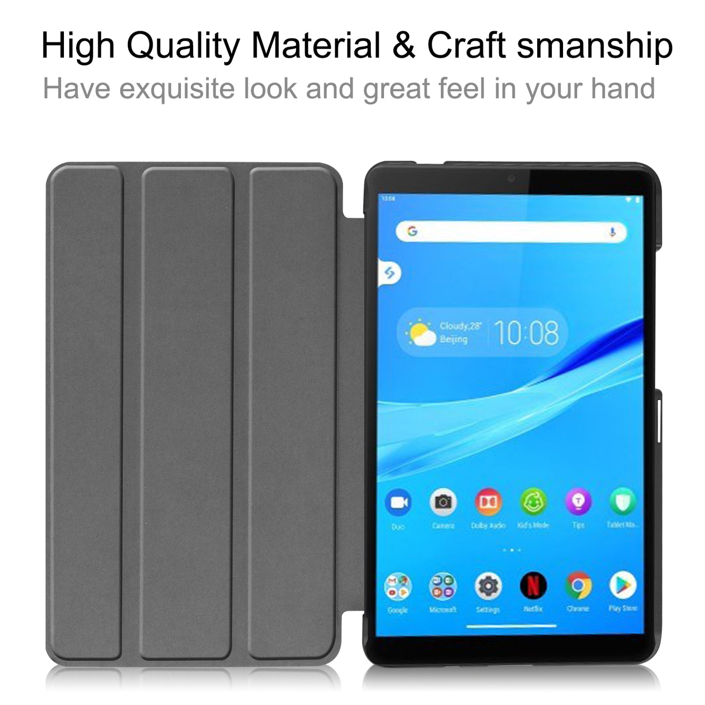 For Lenovo Tab M7 (2nd Gen) TB-7305F / (3rd Gen) Stable Tri-fold Stand Stand Tablet Cover Textured Surface PU Leather Tablet Case with Dual Viewing Angles