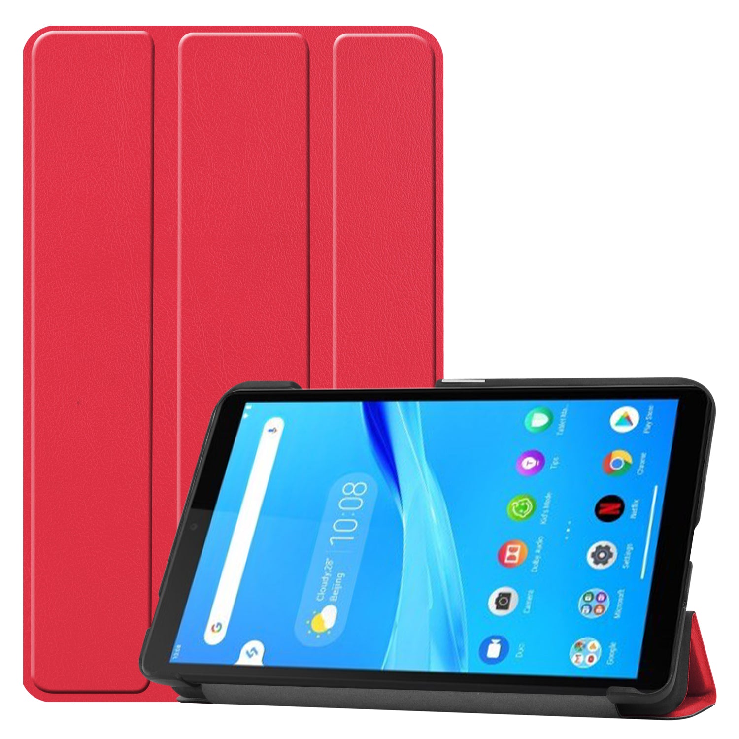 For Lenovo Tab M7 (2nd Gen) TB-7305F / (3rd Gen) Stable Tri-fold Stand Stand Tablet Cover Textured Surface PU Leather Tablet Case with Dual Viewing Angles 