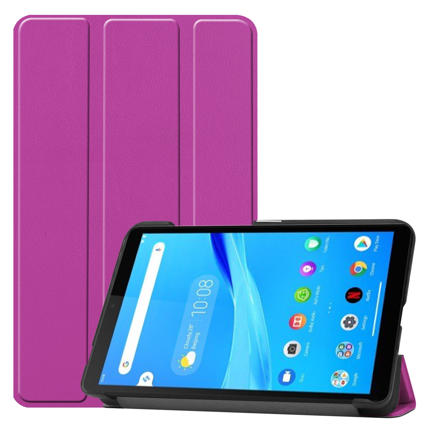 For Lenovo Tab M7 (2nd Gen) TB-7305F / (3rd Gen) Stable Tri-fold Stand Stand Tablet Cover Textured Surface PU Leather Tablet Case with Dual Viewing Angles 