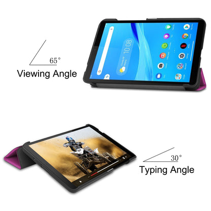 For Lenovo Tab M7 (2nd Gen) TB-7305F / (3rd Gen) Stable Tri-fold Stand Stand Tablet Cover Textured Surface PU Leather Tablet Case with Dual Viewing Angles