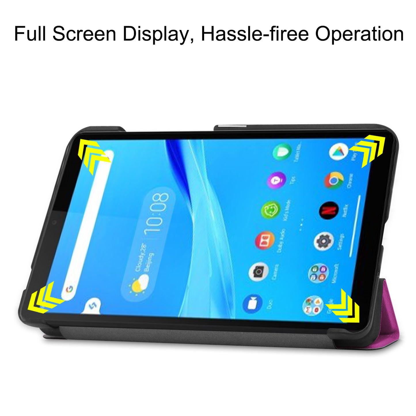 For Lenovo Tab M7 (2nd Gen) TB-7305F / (3rd Gen) Stable Tri-fold Stand Stand Tablet Cover Textured Surface PU Leather Tablet Case with Dual Viewing Angles