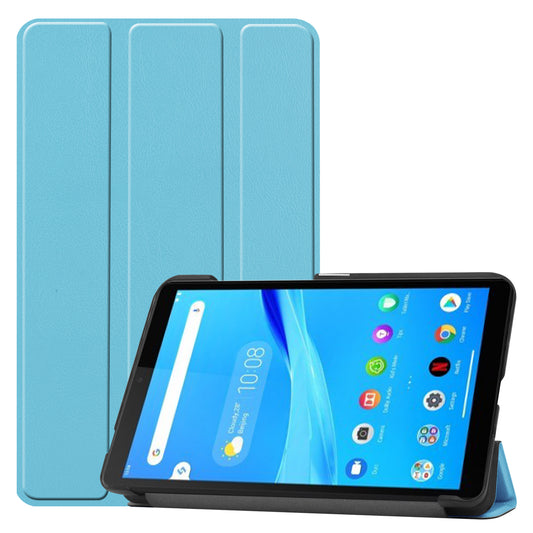 For Lenovo Tab M7 (2nd Gen) TB-7305F / (3rd Gen) Stable Tri-fold Stand Stand Tablet Cover Textured Surface PU Leather Tablet Case with Dual Viewing Angles 